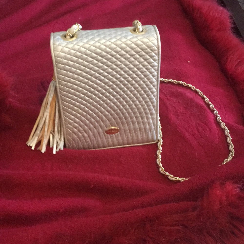 Silver purse with chain strap